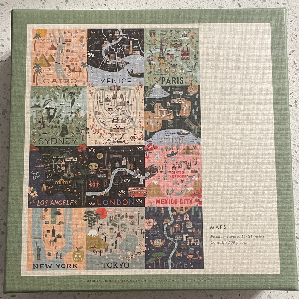 Rifle Paper Co. Maps Puzzle 500pcs - Picture 2 of 4